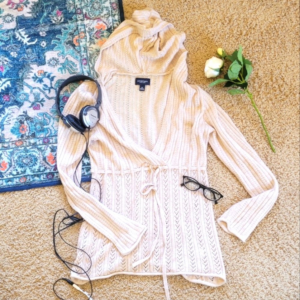 vintage crochet knit baby doll sweater hoodie